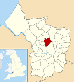 Map of Bristol showing Ashley ward to the north of the centre of the city