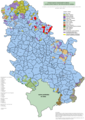 Harta etnică a Serbiei din anul 2002, după date locale.