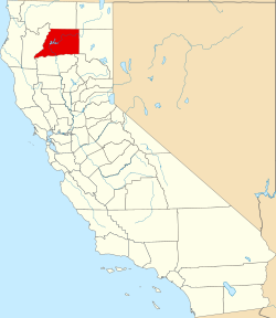map of California highlighting Shasta County