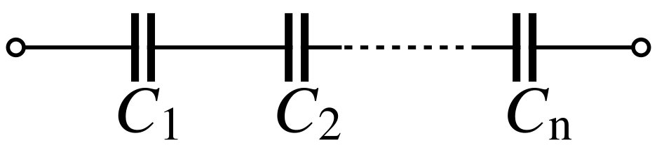 Un esquema de varios capacitors, fin conectado para acabar, con la misma cantidad de actual pasando por cada.