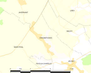 Poziția localității Crésantignes
