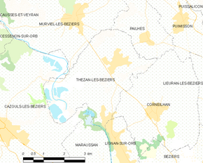 Poziția localității Thézan-lès-Béziers