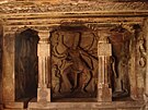 A sanctum with relief at the Ravana Phadi cave temple