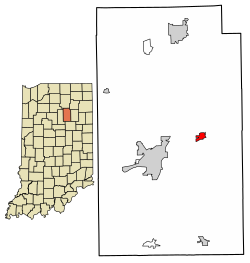 Location of Lagro in Wabash County, Indiana.