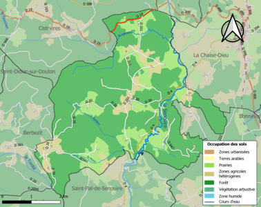 Carte en couleurs des infrastructures et de l'occupation des sols de la commune.