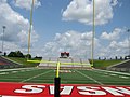 Scoreboard and end-zone seating.