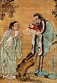 Kinesisk tusjmaleri fra Qing-dynastiet som viser vismennene Lao Tse og Konfucius med den unge Buddha.