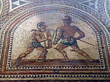 mosaic showing glasiators fighting