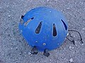 Helmet used for British style cave diving.