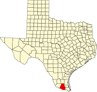 Mapo de Teksaso kun Hidalgo emfazita
