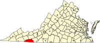 Map of Virginia highlighting Grayson County