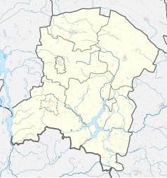 Mapa konturowa powiatu radziejowskiego, po lewej znajduje się punkt z opisem „Piotrków Kujawski”