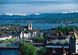 View over Zürich and the lake