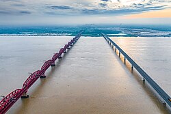 Hardinge Bridge and Lalon Shah Bridge, situated over Padma river