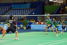 Badmintonspelers in actie