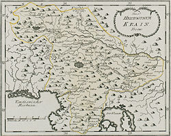 The Duchy of Carniola within Austria-Hungary in 1791