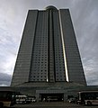 The hotel's facade seen from the ground level