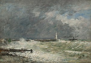 Rune duzuma ke Le Havre mutacekon Entrée des jetées du Havre par gros temps ~ 1895)