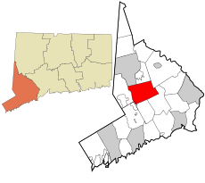 Redding's location within Fairfield County and Connecticut