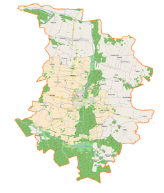 Mapa konturowa gminy Góra, u góry znajduje się punkt z opisem „Chróścina”