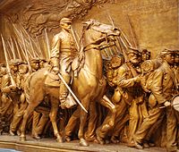 Robert Gould Shaw Memorial by Augustus Saint-Gaudens, 1884–1897, plaster version