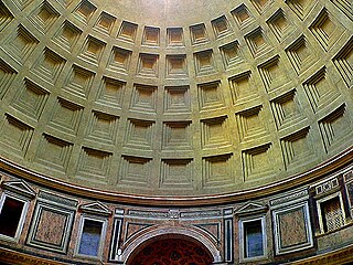 Cúpula del Panteón de Agripa decorada con cinco filas de casetones