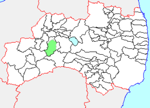 会津高田町の県内位置図