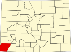 Montezuma County na mapě Colorada