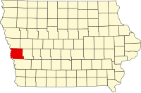 Map of Ajova highlighting Harrison County