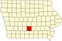 Map of Ajova highlighting Warren County