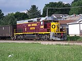 An Ohio Central EMD SD40T-2 in South Zanesville in 2009