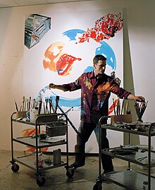 Norbert Bisky painting in Berlin 2007. Portrait bei Oliver Mark.