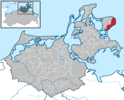 Elhelyezkedése Mecklenburg-Elő-Pomeránia térképén