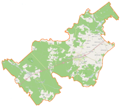 Mapa konturowa gminy Czersk, u góry po prawej znajduje się punkt z opisem „Odry”