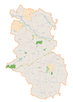 Mapa konturowa gminy Koniusza, na dole znajduje się punkt z opisem „Wąsów”