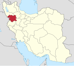 Lage der Provinz Kurdistan im Iran