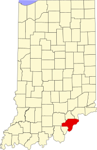 Locatie van Clark County in Indiana