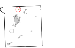 Location within Ottawa County and the state of Oklahoma showing former municipal boundaries