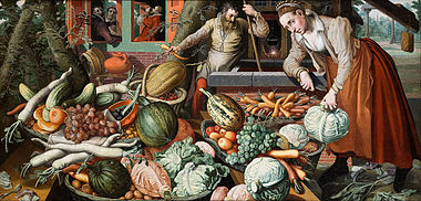 Market Scene. Painting by Pieter Aertsen. 1569.