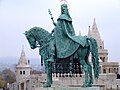 Sculpture of King Saint Stephen of Hungary, standing on the Buda Castle, at Fishermen Bastion