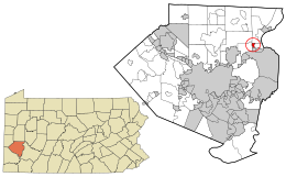 Location in Allegheny County and state of Pennsylvania