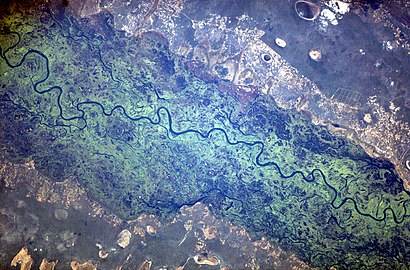 The river and its floodplain near Mongu in Zambia