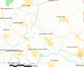 Mapa obce Sallèles-d’Aude