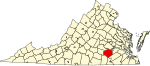 State map highlighting Dinwiddie County