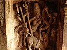 Relief sculpture in the Ravana Phadi cave temple