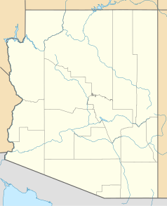 Mapa konturowa Arizony, po lewej znajduje się punkt z opisem „Lake Havasu City”
