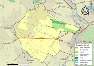 Carte en couleurs présentant l'occupation des sols.