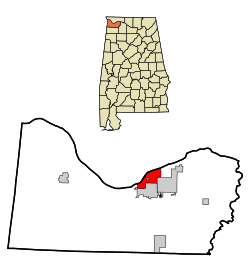 Location of Sheffield, Alabama