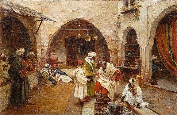 "The Barber at the Souk" by Enrique Simonet, 1897