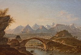 La vallée du Grésivaudan vue du Pont de Claix, tableau de Jules Guédy, 1874, Musée de l'Ancien Évêché